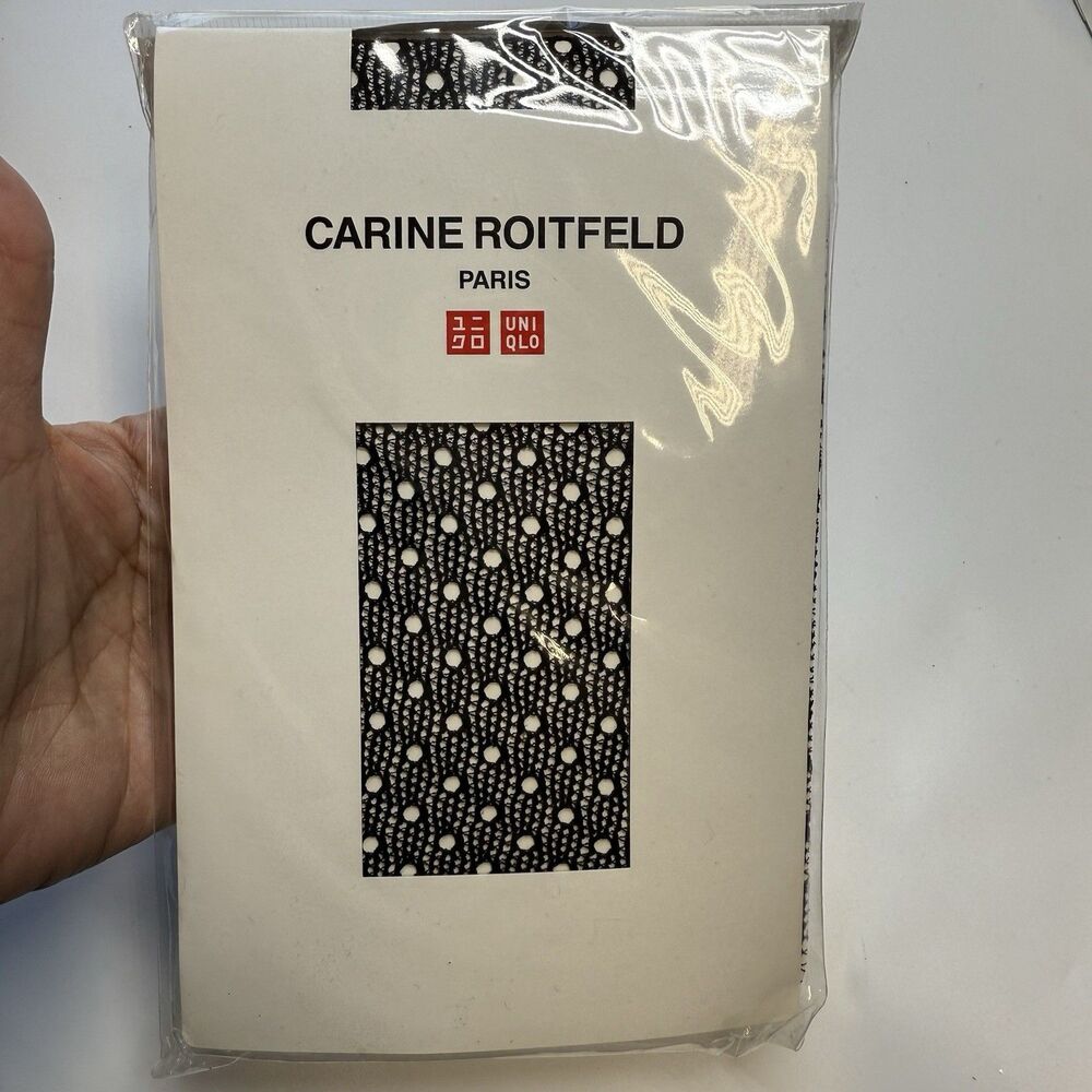 Uniqlo Carine Roitfeld Paris Black Circle Fishnet Stocking Tights Sz S/M New